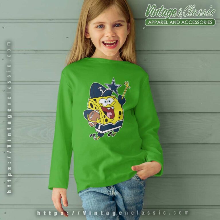 Spongebob Dallas Cowboys Football Kids Long Sleeve Tee Spongebob Dallas Cowboys Football Kids Long Sleeve Tee