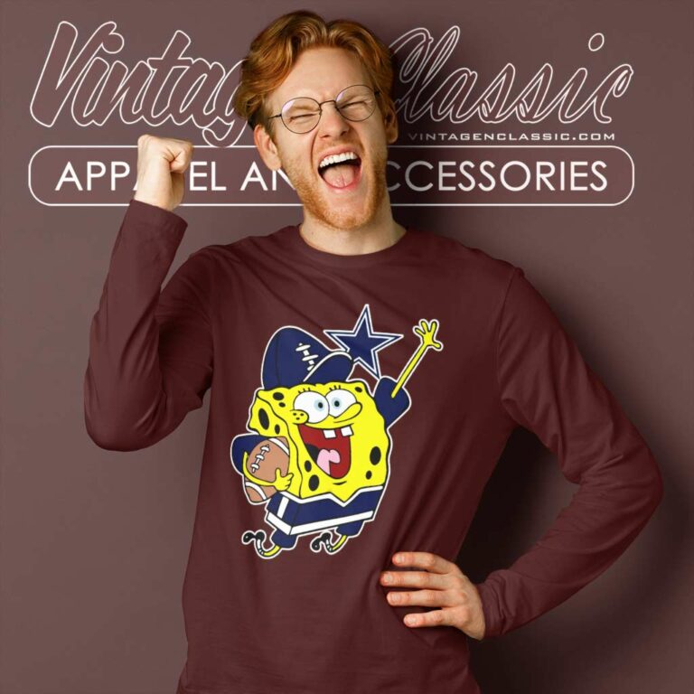 Spongebob Dallas Cowboys Football Long Sleeve Tee Spongebob Dallas Cowboys Football Long Sleeve Tee