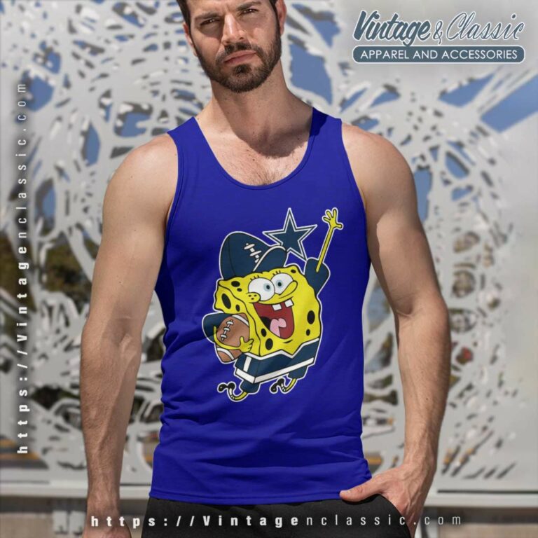 Spongebob Dallas Cowboys Football Tank Top Racerback Spongebob Dallas Cowboys Football Tank Top Racerback
