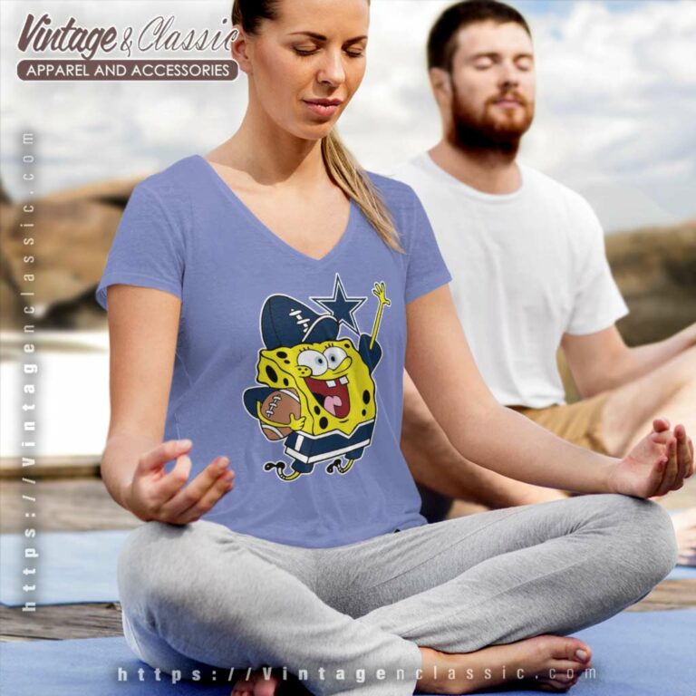 Spongebob Dallas Cowboys Football V Neck TShirt Spongebob Dallas Cowboys Football V Neck TShirt