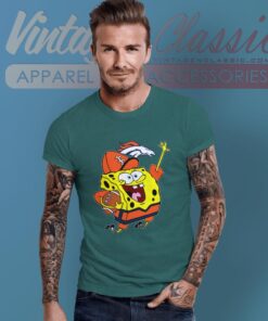 Spongebob Denver Broncos Football Shirt T shirt