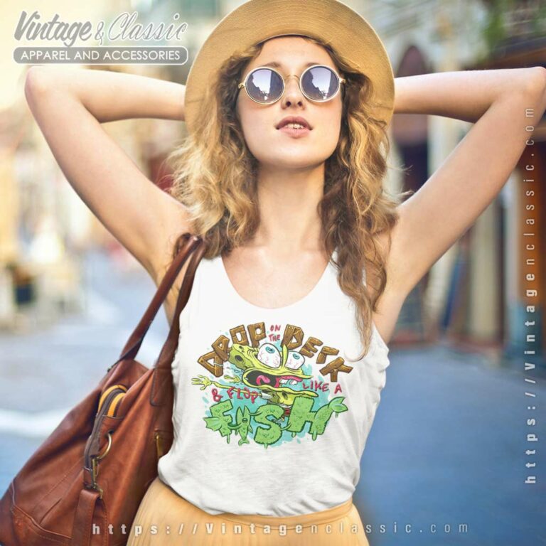 Spongebob Drop On The Deck And Flop Like A Fish Tank Top Racerback Spongebob Drop On The Deck And Flop Like A Fish Tank Top Racerback