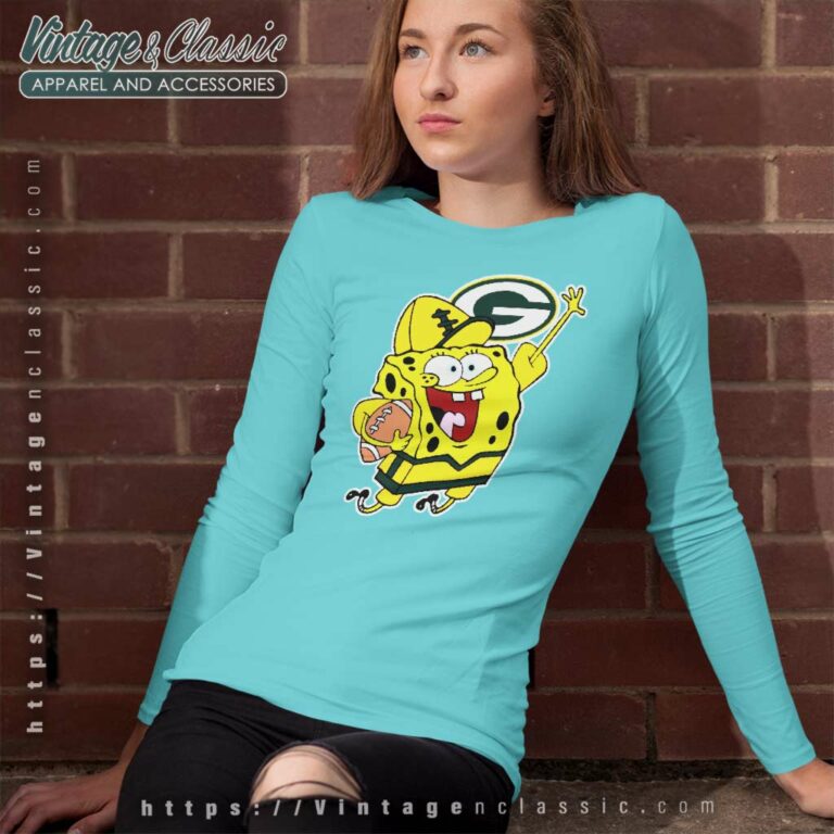 Spongebob Green Bay Packers Long Sleeve Tee Spongebob Green Bay Packers Long Sleeve Tee