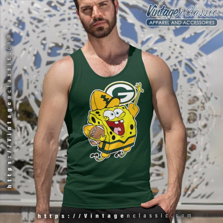 Spongebob Green Bay Packers Tank Top Racerback Spongebob Green Bay Packers Tank Top Racerback