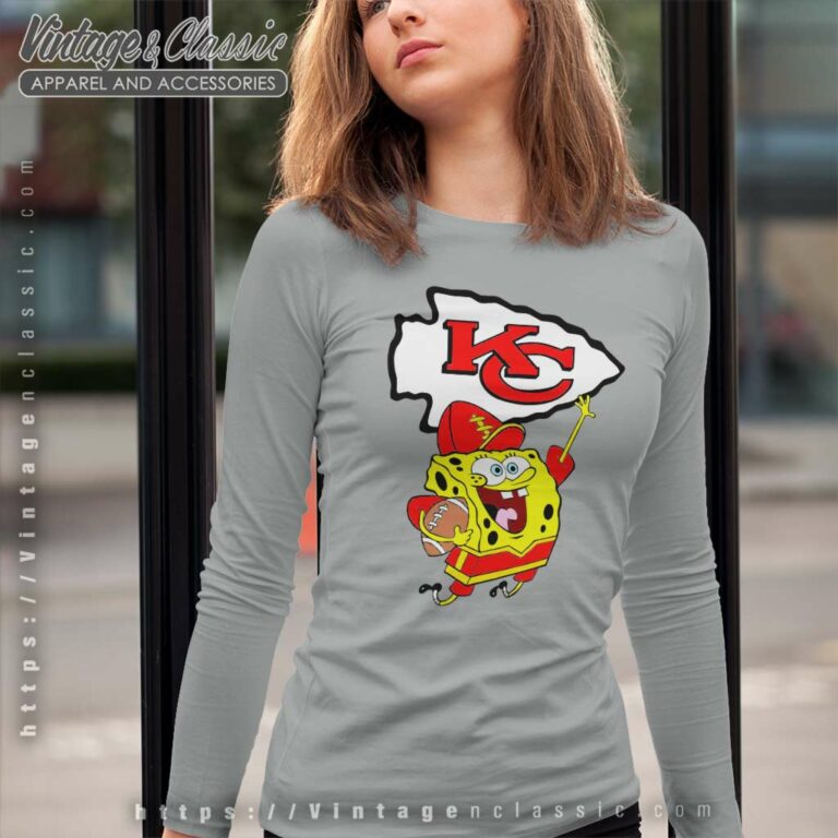 Spongebob Kansas City Chiefs Long Sleeve Tee Spongebob Kansas City Chiefs Long Sleeve Tee
