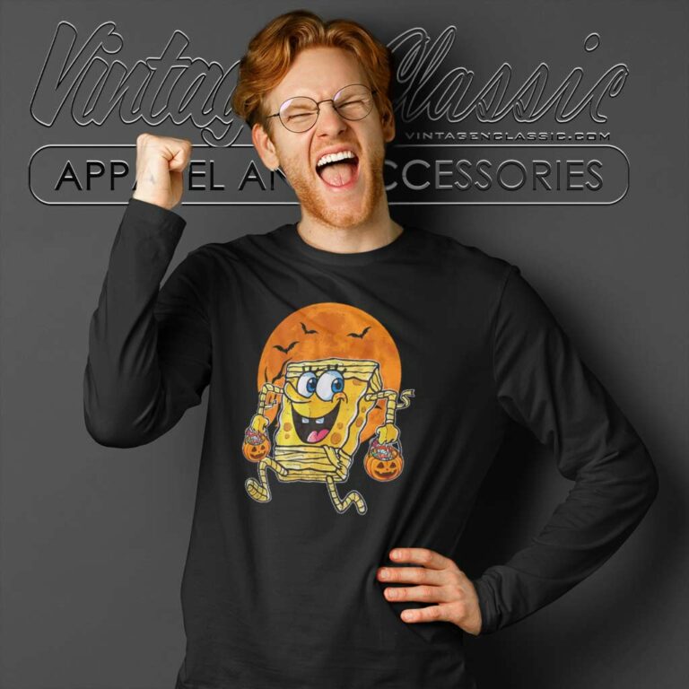 Spongebob Mummy Pumpkin Halloween Long Sleeve Tee 1 Spongebob Mummy Pumpkin Halloween Long Sleeve Tee 1