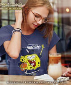 Spongebob Seattle Seahawks Football Shirt Women T shirt