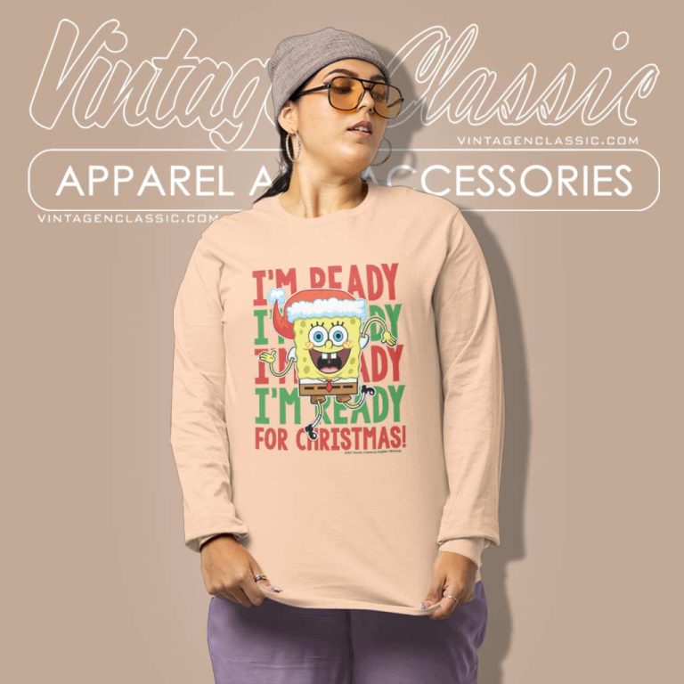 Spongebob Squarepants Im Ready For Christmas Long Sleeve Tee Spongebob Squarepants Im Ready For Christmas Long Sleeve Tee