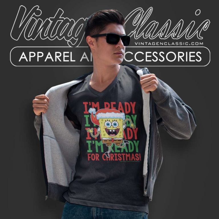 Spongebob Squarepants Im Ready For Christmas V Neck TShirt Spongebob Squarepants Im Ready For Christmas V Neck TShirt