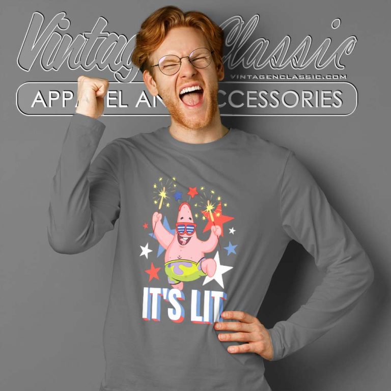 Spongebob Squarepants Lit Fireworks Patrick Long Sleeve Tee Spongebob Squarepants Lit Fireworks Patrick Long Sleeve Tee