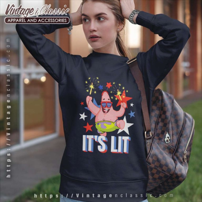 Spongebob Squarepants Lit Fireworks Patrick Sweatshirt Spongebob Squarepants Lit Fireworks Patrick Sweatshirt