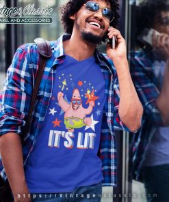 Spongebob Squarepants Lit Fireworks Patrick V Neck TShirt