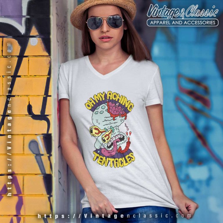 SpongeBob SquarePants Oh My Aching Tentacles V Neck TShirt SpongeBob SquarePants Oh My Aching Tentacles V Neck TShirt
