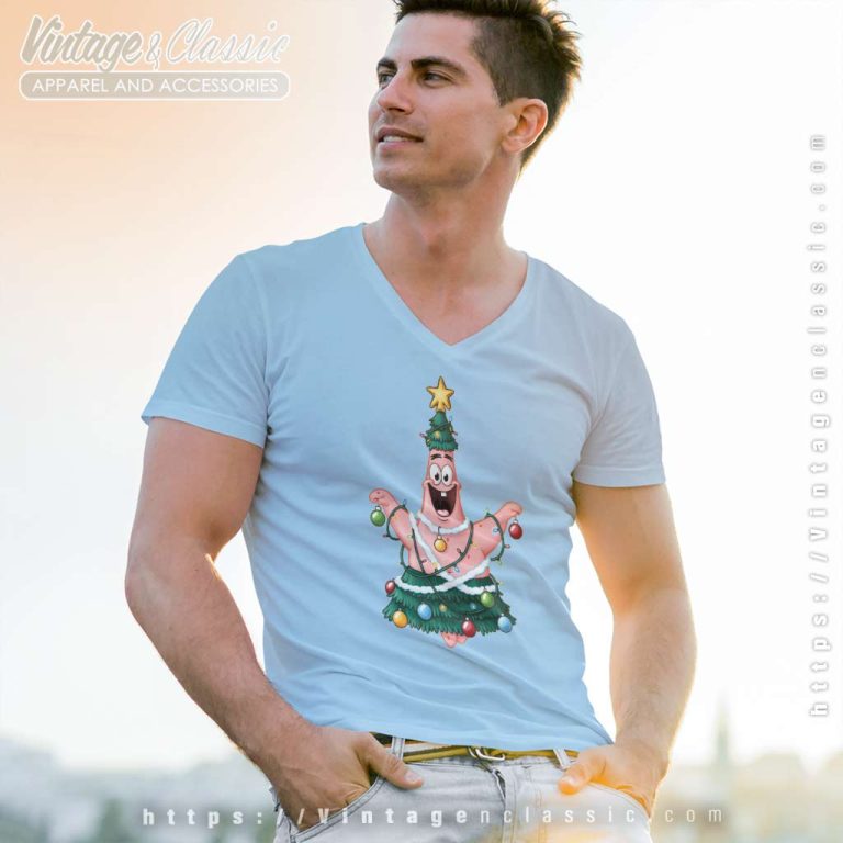 Spongebob Squarepants Patrick Star Christmas Tree V Neck TShirt Spongebob Squarepants Patrick Star Christmas Tree V Neck TShirt