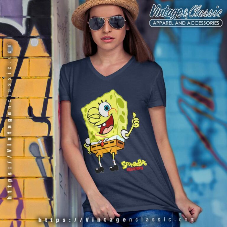 Spongebob Squarepants Thump Up V Neck TShirt Spongebob Squarepants Thump Up V Neck TShirt