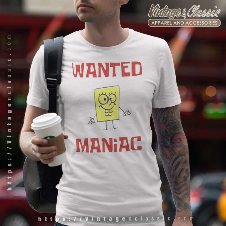 Spongebob Squarepants Wanted Maniac T Shirt Spongebob Squarepants Wanted Maniac T Shirt