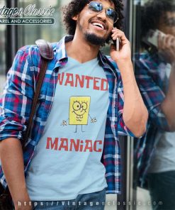 Spongebob Squarepants Wanted Maniac Shirt 6 Spongebob Squarepants Wanted Maniac V Neck TShirt