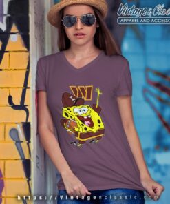 Spongebob Washington Commanders Football Shirt V Neck TShirt