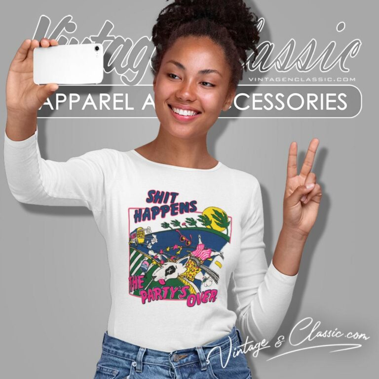 Spuds Mackenzie Beer Shit Happens The Partys Over Long Sleeve Tee Spuds Mackenzie Beer Shit Happens The Partys Over Long Sleeve Tee