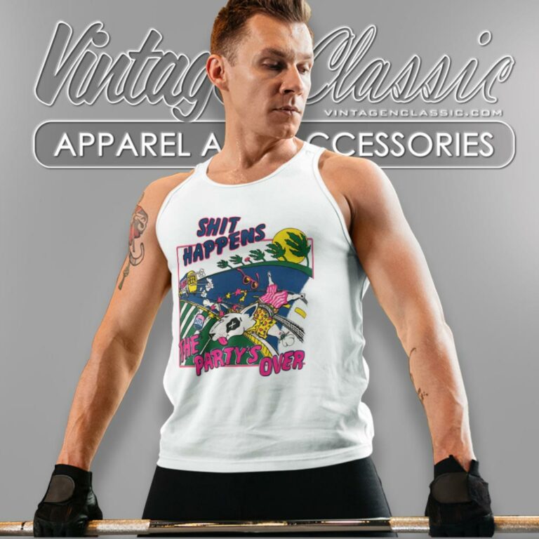 Spuds Mackenzie Beer Shit Happens The Partys Over Tank Top Racerback Spuds Mackenzie Beer Shit Happens The Partys Over Tank Top Racerback