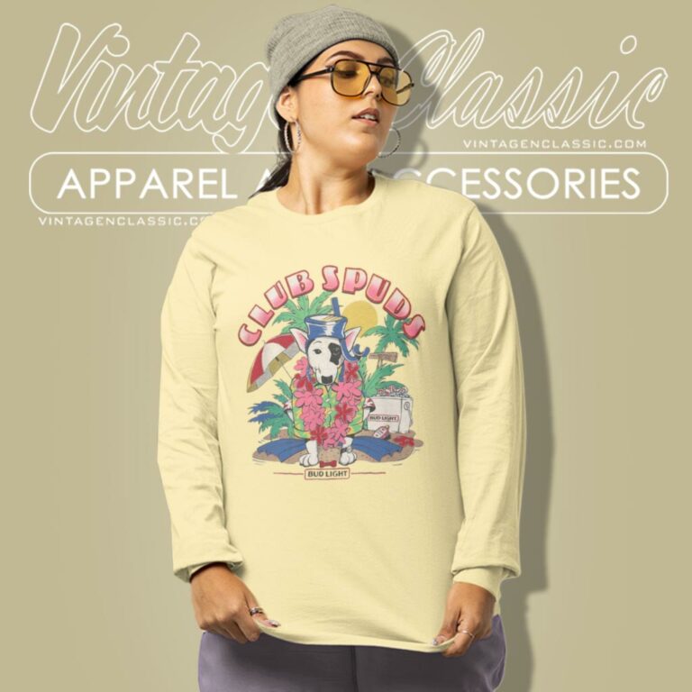 Spuds Mackenzie Bud Light Beer Club Spuds Long Sleeve Tee Spuds Mackenzie Bud Light Beer Club Spuds Long Sleeve Tee