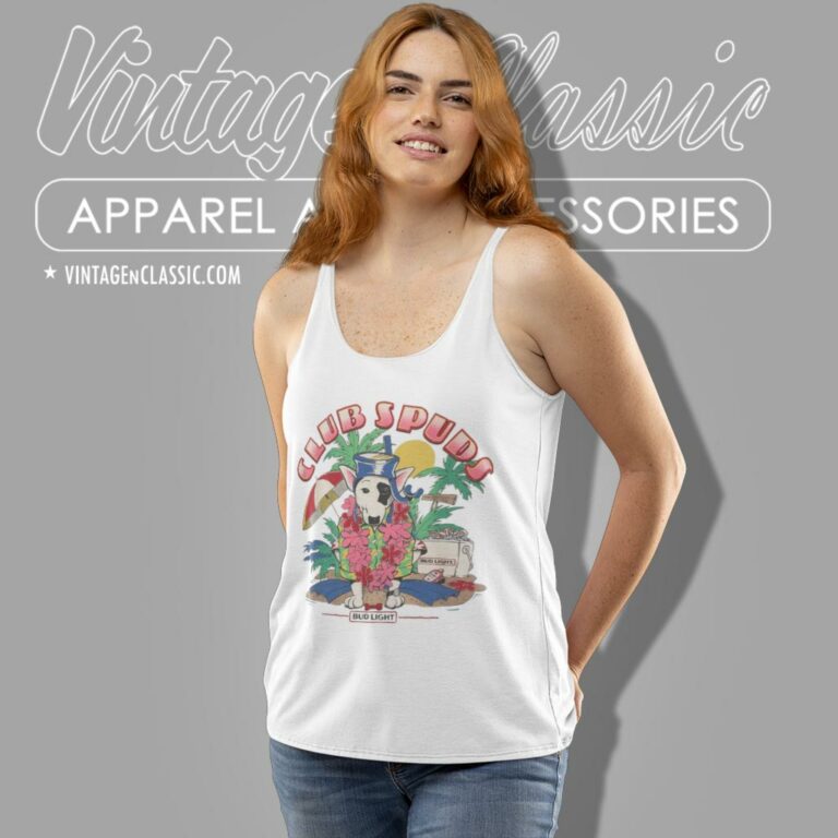 Spuds Mackenzie Bud Light Beer Club Spuds Tank Top Racerback Spuds Mackenzie Bud Light Beer Club Spuds Tank Top Racerback