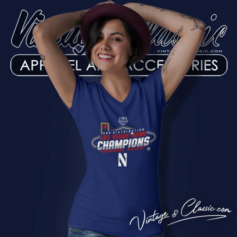 Srs Las Vegas Bowl Champions North Western Wildcats 2023 V Neck TShirt Srs Las Vegas Bowl Champions North Western Wildcats 2023 V Neck TShirt