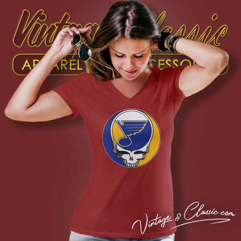 St Louis Blues Hockey Grateful Dead Steal Your Face V Neck TShirt St Louis Blues Hockey Grateful Dead Steal Your Face V Neck TShirt