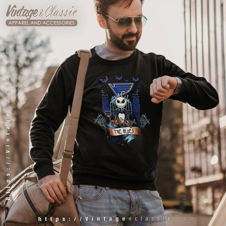 St Louis Blues Jack Skellington Halloween Sweatshirt St Louis Blues Jack Skellington Halloween Sweatshirt