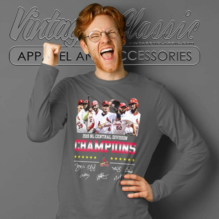 St Louis Cardinals 2019 Nl Central Division Champions Signature Long Sleeve Tee St Louis Cardinals 2019 Nl Central Division Champions Signature Long Sleeve Tee