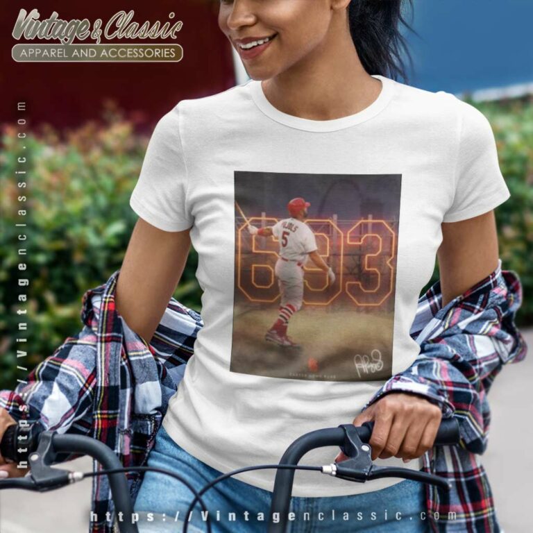 St Louis Cardinals Albert Pujols 695 Career Home Runs Signature Women TShirt St Louis Cardinals Albert Pujols 695 Career Home Runs Signature Women TShirt