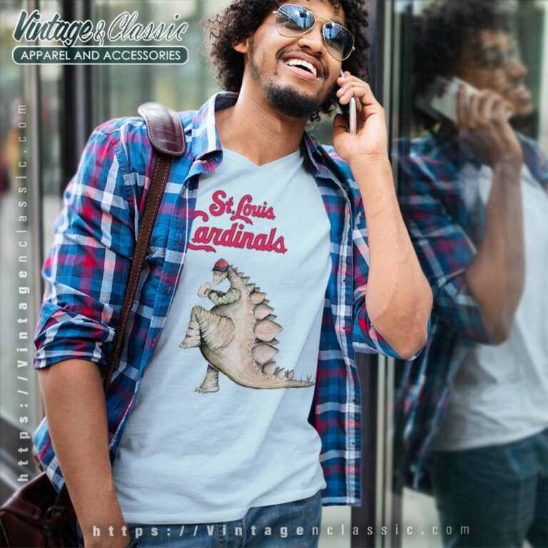 St Louis Cardinals Godzilla Throw A Baseball V Neck TShirt St Louis Cardinals Godzilla Throw A Baseball V Neck TShirt