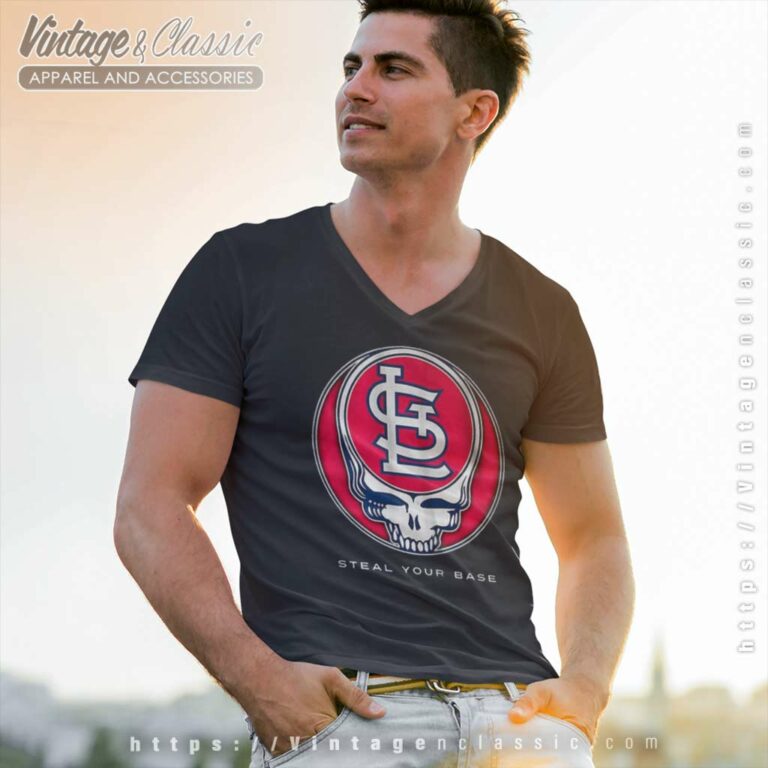 St Louis Cardinals Grateful Dead Steal Your Base V Neck TShirt St Louis Cardinals Grateful Dead Steal Your Base V Neck TShirt