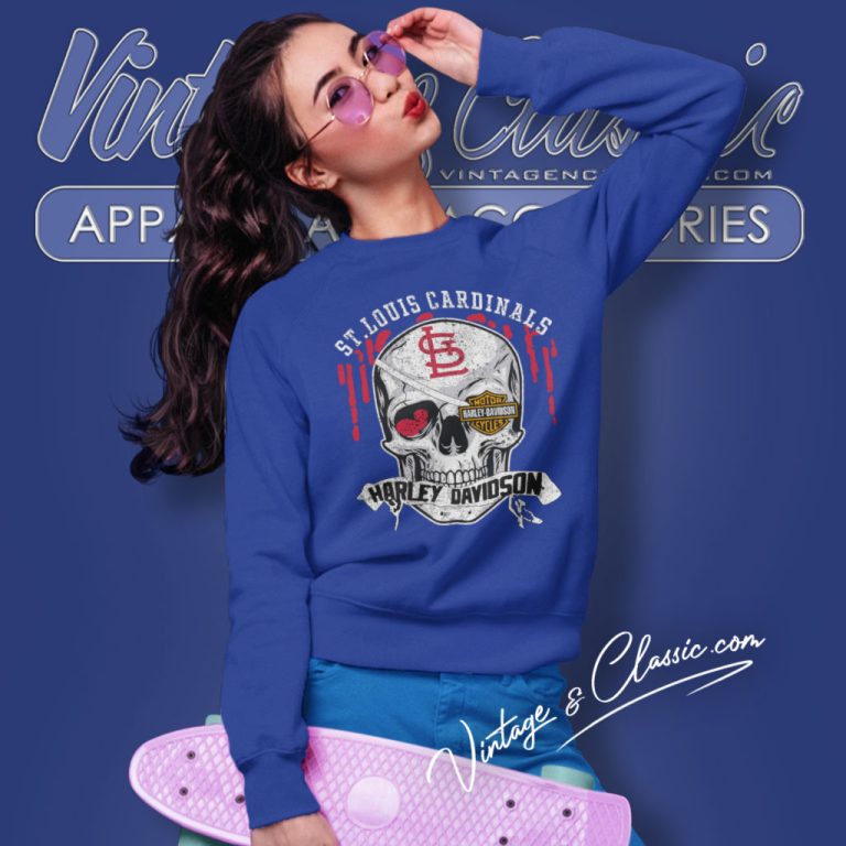 St Louis Cardinals Harley Davidson Skull Sweatshirt St Louis Cardinals Harley Davidson Skull Sweatshirt