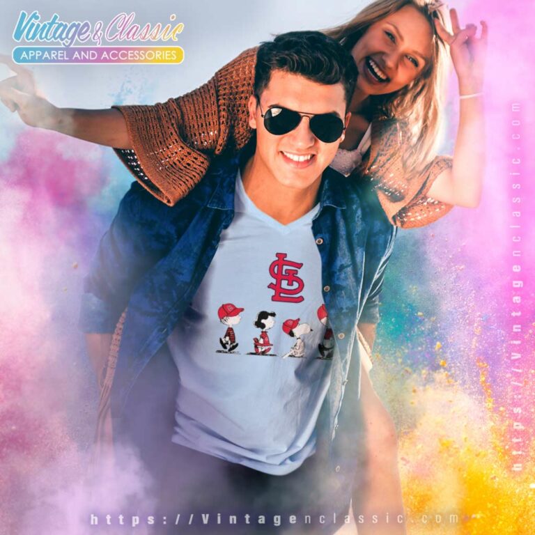 St Louis Cardinals Peanuts Characters Players V Neck TShirt St Louis Cardinals Peanuts Characters Players V Neck TShirt