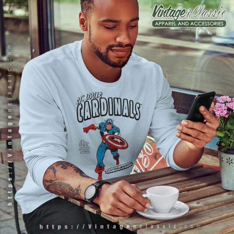 St Louis Cardinals Team Captain America Marvel Sweatshirt St Louis Cardinals Team Captain America Marvel Sweatshirt