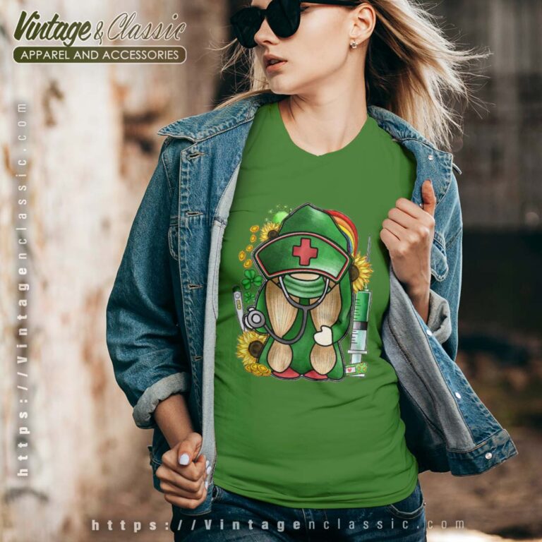St Patricks Day Nurse Gnome Vneck St Patricks Day Nurse Gnome Vneck