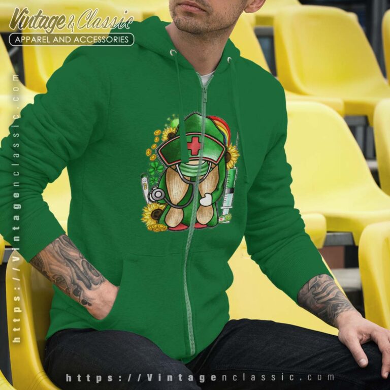 St Patricks Day Nurse Gnome Zip Hoodie St Patricks Day Nurse Gnome Zip Hoodie