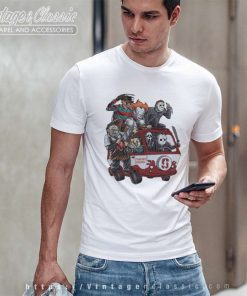 Stanford Cardinal Horror Movies Characters Bus Halloween Shirt 6 Stanford Cardinal Horror Movies Characters Bus Halloween T Shirt