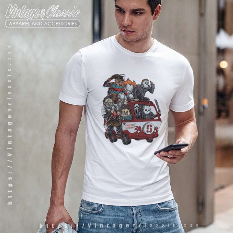 Stanford Cardinal Horror Movies Characters Bus Halloween T Shirt Stanford Cardinal Horror Movies Characters Bus Halloween T Shirt