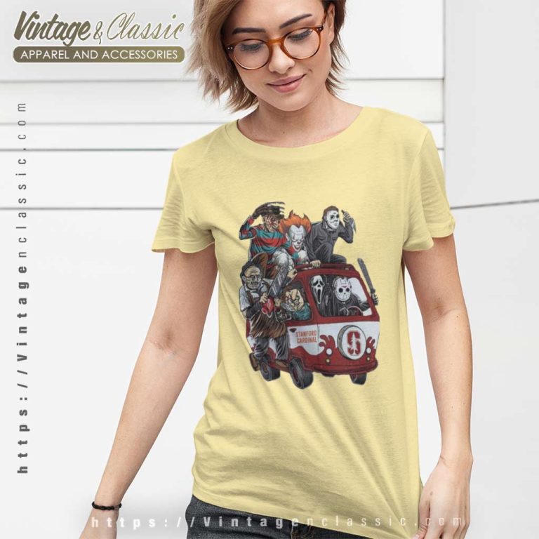 Stanford Cardinal Horror Movies Characters Bus Halloween Women TShirt Stanford Cardinal Horror Movies Characters Bus Halloween Women TShirt
