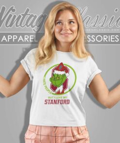 Stanford Cardinal Ncaa Christmas Grinch Shirt I Hate People But I Love My Stanford Women TShirt 1
