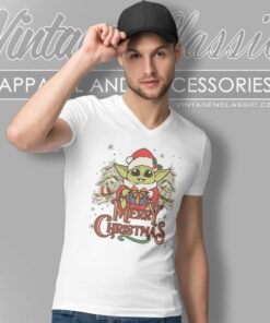 Star Wars Baby Yoda Santa Christmas V Neck TShirt