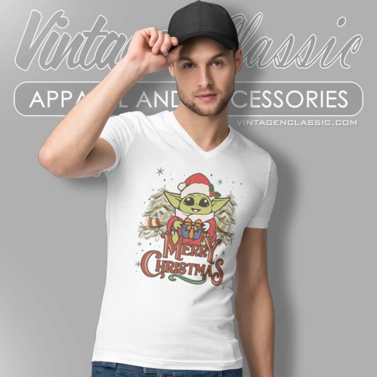 Star Wars Baby Yoda Santa Christmas V Neck TShirt Star Wars Baby Yoda Santa Christmas V Neck TShirt