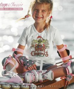 Star Wars Baby Yoda Santa Christmas kids Vneck