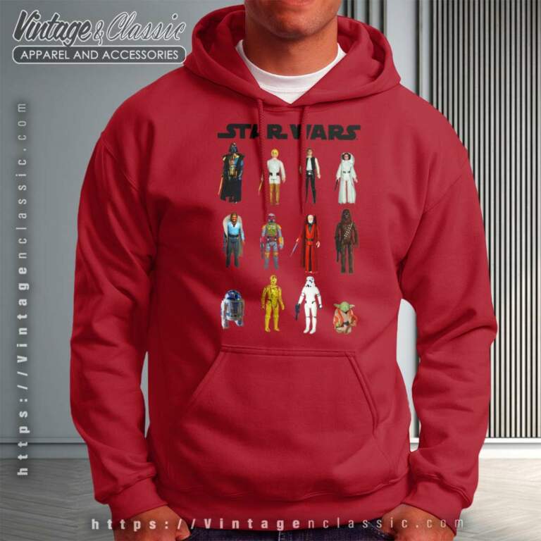 Star Wars Main Character Action Figure Stack Graphic Hoodie Star Wars Main Character Action Figure Stack Graphic Hoodie