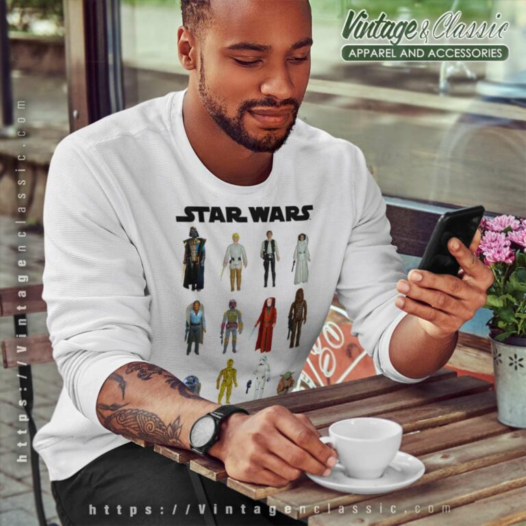 Star Wars Main Character Action Figure Stack Graphic Sweatshirt Star Wars Main Character Action Figure Stack Graphic Sweatshirt