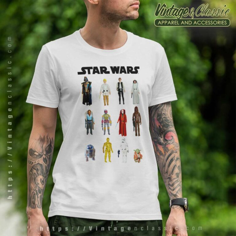 Star Wars Main Character Action Figure Stack Graphic T Shirt Star Wars Main Character Action Figure Stack Graphic T Shirt