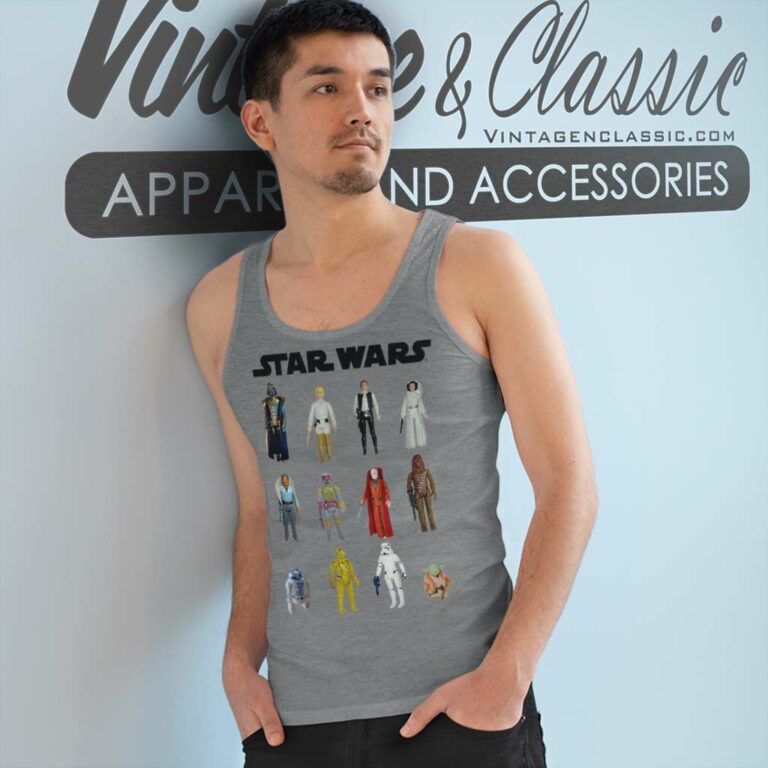 Star Wars Main Character Action Figure Stack Graphic Tank Top Racerback Star Wars Main Character Action Figure Stack Graphic Tank Top Racerback
