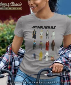 Star Wars Main Character Action Figure Stack Graphic Shirt 5 Star Wars Main Character Action Figure Stack Graphic Women TShirt